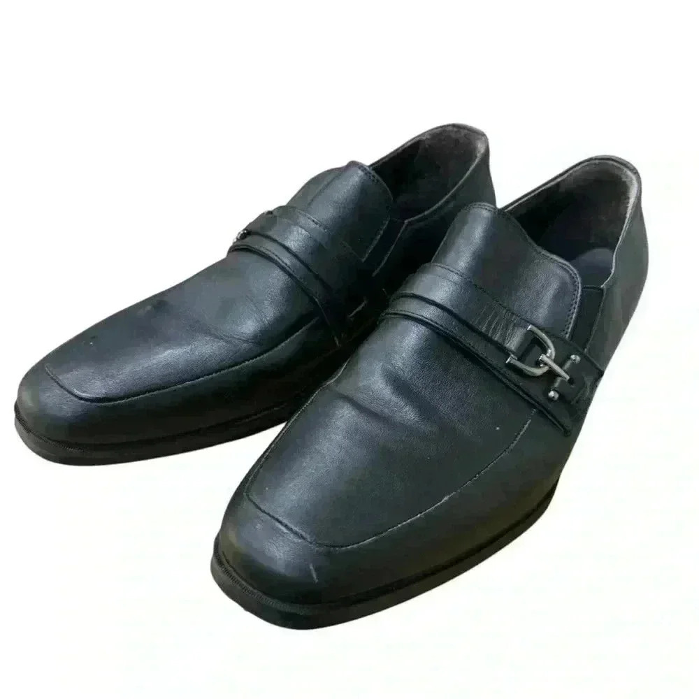 Bruno Magli Pitto Mens Black Leather Loafers & Slip Ons Casual Shoes 9.5 EUC